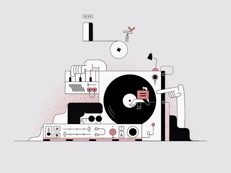 Making Music 2d animation after effects after effects animation animation character flat style hands illustration keyboard loop music musician record record player texture