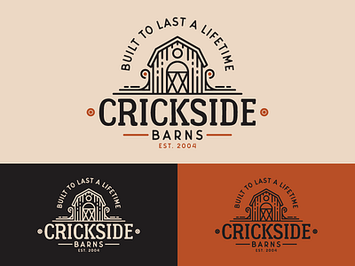 Crickside Barns - Vintage Logo adobe barn barnding barnyard brand design brand identity branding craftsman distressed farm framework graphic designer lineart logo designer procreate retro retro logo vintage wooden