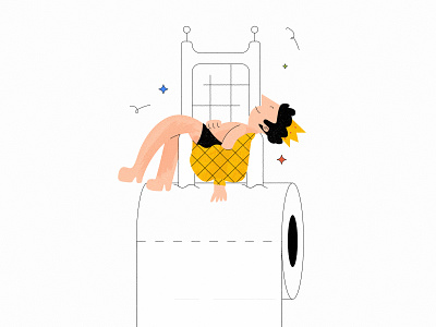 Isolation: Paper King character color colour corona virus design human illustration isolation king line naked roughen royalty texture toilet paper vector wfh