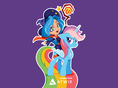 Magento Witchcraft Sticker atwix cartoon character e commerce magento magic rainbow sticker unicorn witch witchcraft