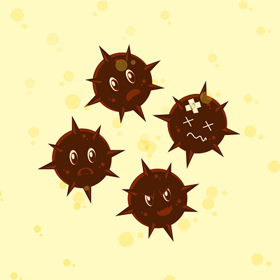 Covid-19 Character In Multiple Expression. adobe illustrator cartoon character children book corona virus coronavirus covid 19 health care illustration mascot vector