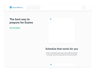 Unacademy - Landing page subscription features 3d analysis animation class design download features illustration landing page language mockup pdf product report schedule subscription test unacademy vector website