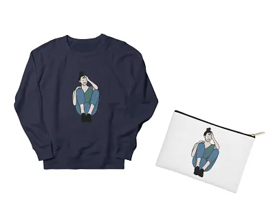 Girl t-shirt and prints branding creative design doodle girl happy icon identity illustration magnet mug sticker trending tshirt tshirtdesign ui vector