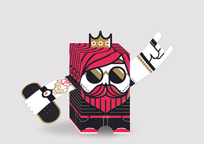 SKATER PAPER TOY character flat illustration king paper papercraft papertoy playing cards poker vector