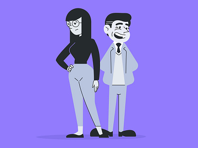 UXOX - Clara and Gary cartoon character editorial purple vector website owner website user