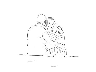 Just sittin together couple drawing illustration love procreate