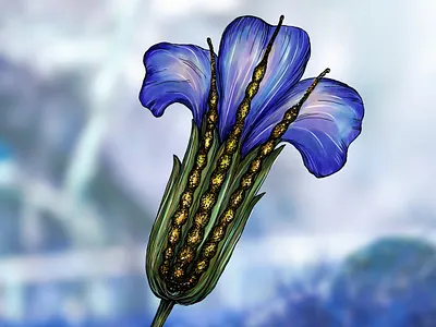Flower V adobe photoshop art artwork beautiful blue colorful digital art digital illustration digital painting drawing fantasy flora floral art flower illustration nature painting sky