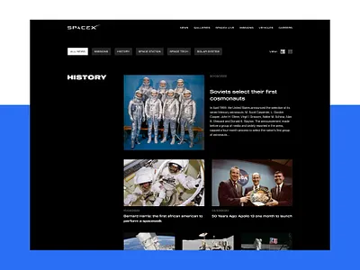 SpaceX Redesign (News Page) clean concept corporate dark elon musk galaxy history minimal modern news redesign space spacex ui ux web design website