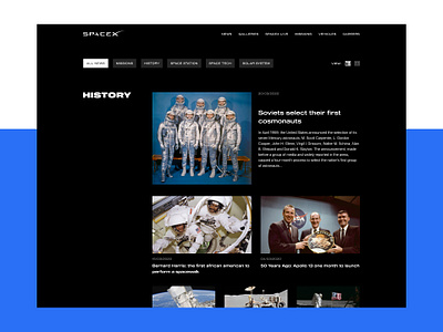 SpaceX Redesign (News Page) clean concept corporate dark elon musk galaxy history minimal modern news redesign space spacex ui ux web design website