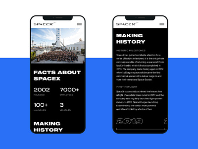 SpaceX Redesign (Main page) adaptive clean concept corporate dark elon musk galaxy history minimal mobile app redesign responsive rocket space spaceship spacex ui ux web design website