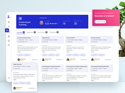 Trainings branding creative ui dashboard dashboard design dashboard ui design online learn online learning online training skills dashboard training dashbaord typography ui ui designer ux