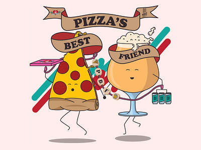 Pizza's Best Friend art beer beer art best friends bff branding brewery cartoon cartoon illustration design graphic design illustration illustrator minneapolis pbf typography vector