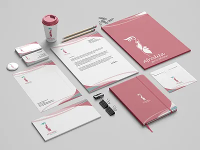 Corporate Identity Afrodita beauty branding business cards corporate identity design graphic design inspiration logo pink spa and aesthetics