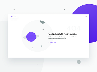 Remote Development Agency Error Page 404 agency development error page gt america purple remote remoteplatz typogaphy ui user experience user interface ux web design website