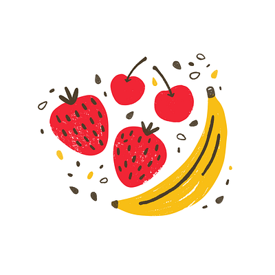 Trail Blazer banana design food fruit hand drawn illustration minimal package strawberry visual art