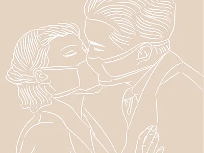 Kissing couples illustration kissing