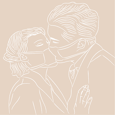 Kissing couples illustration kissing