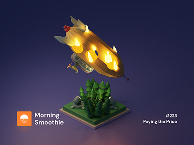 Paying the Price 3d 3d art aircraft airplane airship blender blender3d catastrophe crash crashing diorama fire flight flying illustration isometric isometric design isometric illustration low poly zeppelin