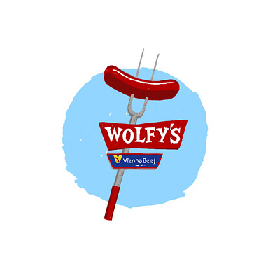 Wolfy's adobe fresco chicago hot dog hot dog stand illustration