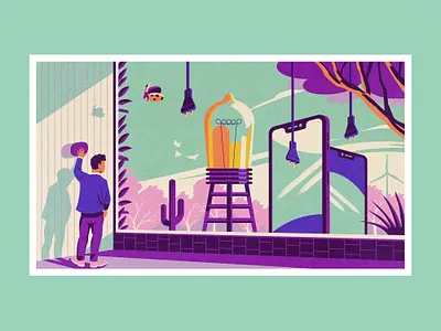 Econocom illustration - Renewable energies ecology electricity illustration minimalist smartphone sustainability vector illustration