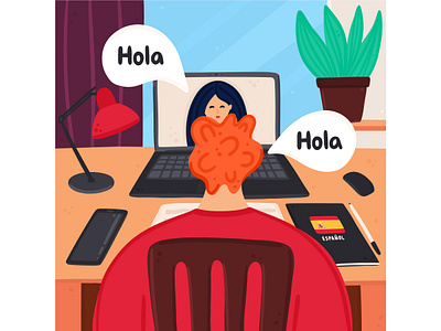 Learning a Foreign Language character concept design education foreign home illustration ipad pro language learning online people vector
