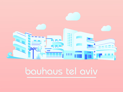 TelAviv Bauhaus style street 50s architecture building home illustraion street