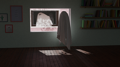 This Too Shall Pass 3d 3d art 3d illustration alone blender blender 3d fan art ghost house illustraion movie room