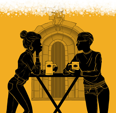 Cover of Brno city magazine KAM beer art cover illustration silhouette