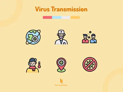 Virus Transmission Icons app coronavirus covid 19 disease epidemic health hospital icon icon app icon web iconography icons icons set infection kerismaker pandemic transmission vector virus website