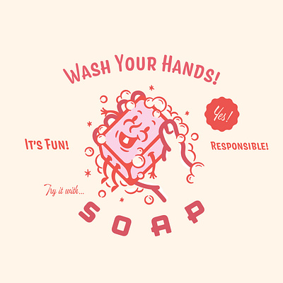 PSA: Wash Your Nasty Hands! branding character clean illustration mid century quarantine soap wash your hands