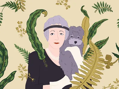 Elsie de Wolfe chintz dog elsie de wolfe fern illustration interior decorator lady mendl lady mendl poodle portrait procreate woman