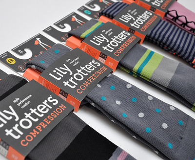 Lily Trotters Compression Socks athletic gear bird branding lily trotter logo packaging socks