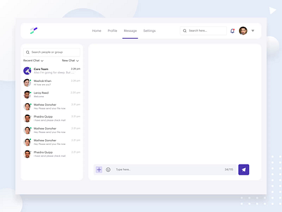 Chat application animation application application ui applications best dribbble shot chat chatting app conversation converstion deshboard inbox medical app message messenger motion design team ui uiux web webapp