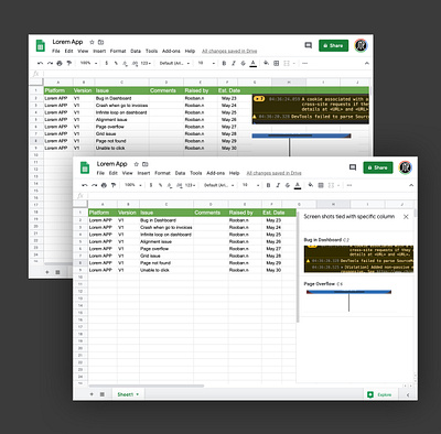 GoogleSheet Manage Screenshots UI/UX concept google sheet simplicity ui ux