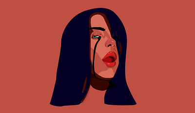 billie eilish 2 color illustration illustrator photoshop