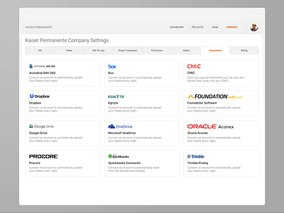 Raken's Integration Marketplace construction construction technology design dropbox integrations marketplace ui