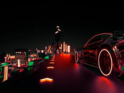In the city 3d art c4d car cgi cinema4d city direction future futuristic landscape octane speed