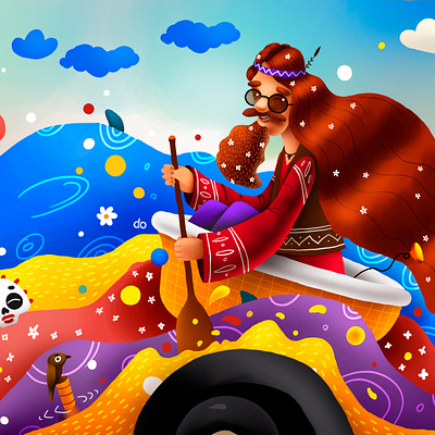Designing a camper van outlook beatles camper car cartoon cg character hippie hippies illustration love photoshop travel van иллюстрация