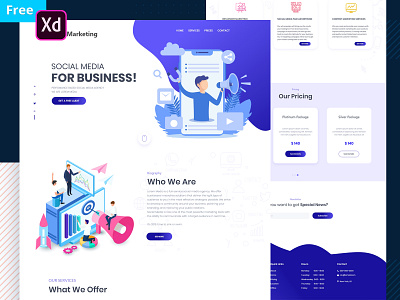 Marketing FREE XD 2020 adobe photoshop adobe xd creative facebook illustration internet marketing marketing agency marketing campaign media media group online socialmedia styleguide trends ui design ux design website design
