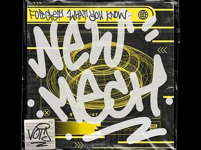 New Mech aesthetic album art cover art design graffiti mockup new age photoshop record stickers texture trending typography vector