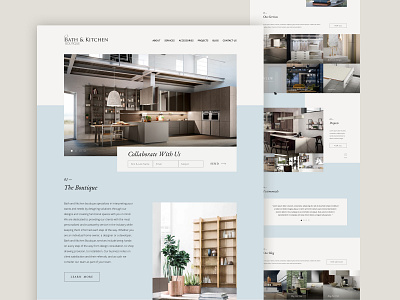Bath & Kitchen Boutique — Website Redesign architecture interior design minimal layout modern design modern website renovation website design