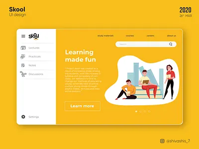Skool web UI branding education app icon learning app ui uidesign uidesigner uidesignpatterns uiux ux