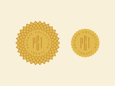 Private Collection Treaty stickies badge debossed gold invitation monogram repeating pattern shine stickers typography