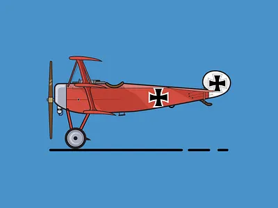 Fokker D VII Red Baron aircraft badge fokker germany marszalek minimalism pilot plane poland propeller redbaron retro vector vintage war world ww1 ww2