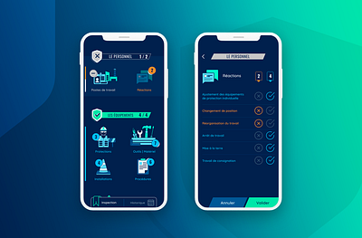Industry - Work Inspection aurélie dassonville colors contrast dark mode icon set illustration illustrations industry mobile app native pixeloscopia ui ux ui work work inspection