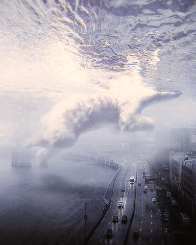 Swimming in the city adobe photoshop concept art design digital art fantasy art illustration photocomposition photomanipulation surreal art visual arts