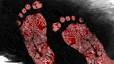 footprint creative creative football footprint graphic design illustration painting photoshop poster red and black red and white saikat sarkar saikat sarkar art saikatsarkar16