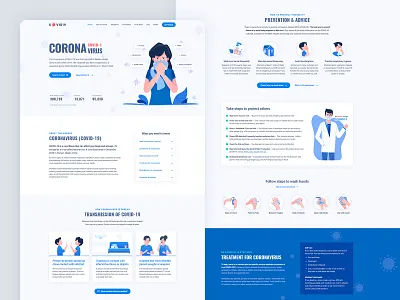 Coronavirus (COVID-19) Awareness Landing Template awareness corona corona virus coronavirus covid covid 19 covid 19 covid19 healthcare illustration landing landing page ui
