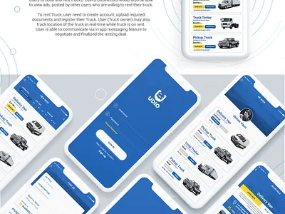 UDIO app logo logodesign mobile app rental rental app truck ui ux
