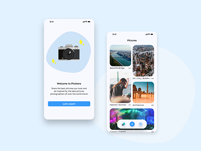 Camera Illustration on Picture share app app appdesign camera camera app design illustration photo picture ui uidesign